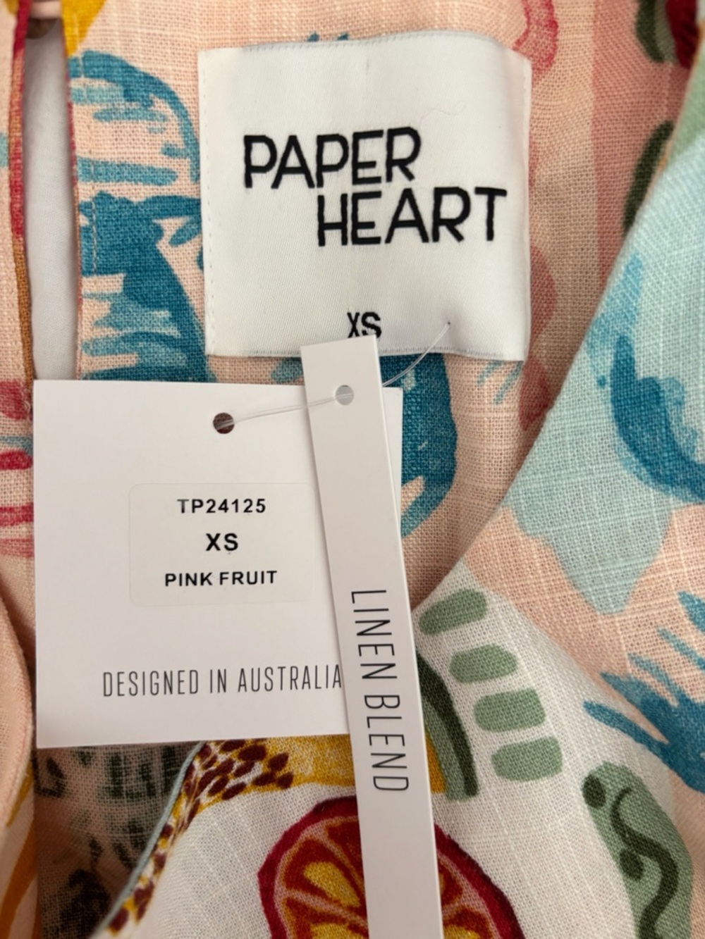 Paper Heart Pink Fruit Sleeveless Linen Blend Shift Dress XS NEW NWT - Picture 6 of 8